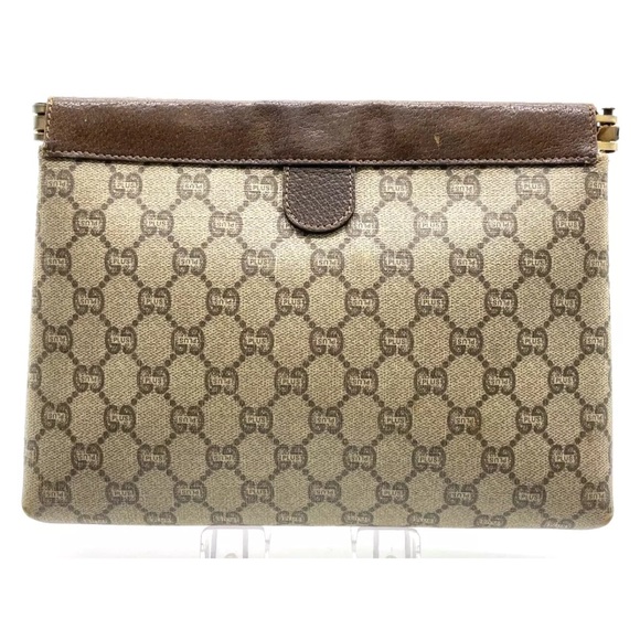 Authentic Gucci GG plus Beige/ Brown Clutch Bag GUC - Picture 2 of 15